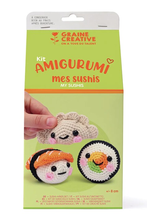 Graine Creative zestaw diy maskotka do szydełkowania Make & Sushi 13 x 26 x 13 cm kolor multicolor