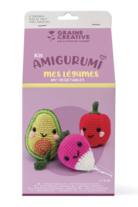 Graine Creative zestaw diy maskotka do szydełkowania Amigurumi Kit – My Vegetables 8 cm kolor multicolor