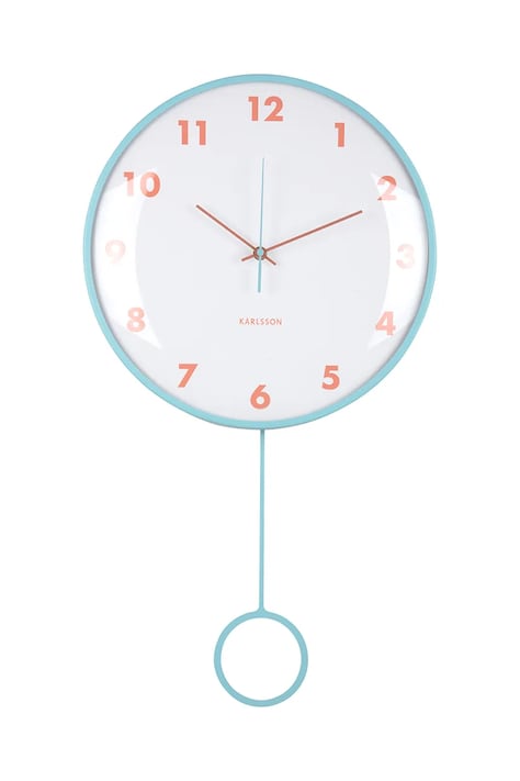 Nástěnné hodiny Karlsson Cheeky Dome Pendulum modrá barva