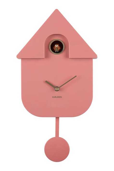 Karlsson zegar z kukułką Modern Cuckoo 21,5 x 41 x 8,5 cm kolor różowy