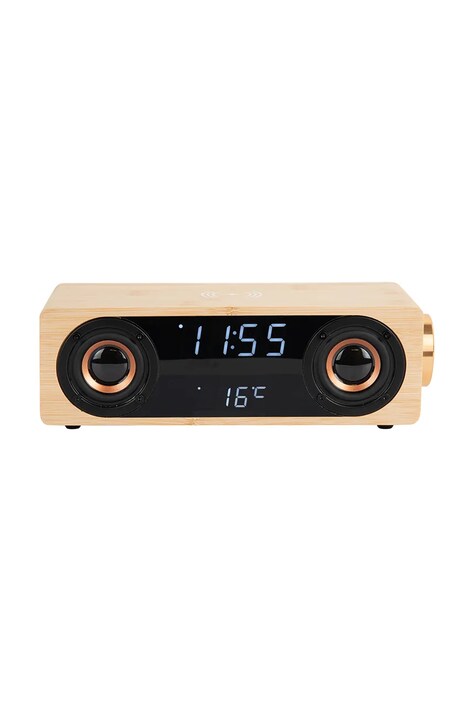 Karlsson budzik z ładowarką bezprzewodową i głośnikiem Bluetooth Classic BT speaker Radio kolor beżowy