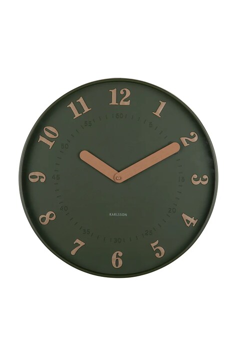 Nástenné hodiny Karlsson Amena 40 cm zelená farba