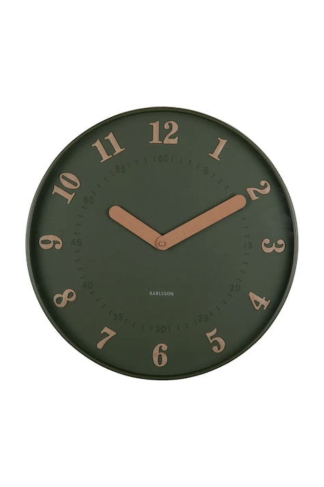 Nástenné hodiny Karlsson Amena 40 cm zelená farba