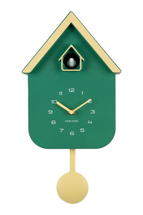 Kukučkové hodiny Karlsson Dupla 41,5 x 21,5 x 8,5 cm zelená farba