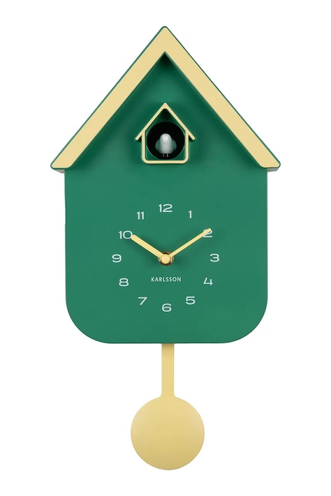 Kukučkové hodiny Karlsson Dupla 41,5 x 21,5 x 8,5 cm zelená farba