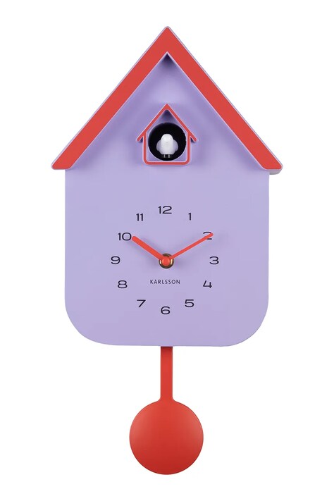 Kukučkové hodiny Karlsson Dupla 41,5 x 21,5 x 8,5 cm fialová farba