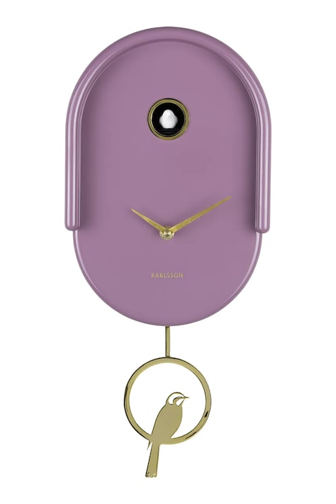 Karlsson zegar ścienny z kukułką Tweet 42 cm kolor fioletowy