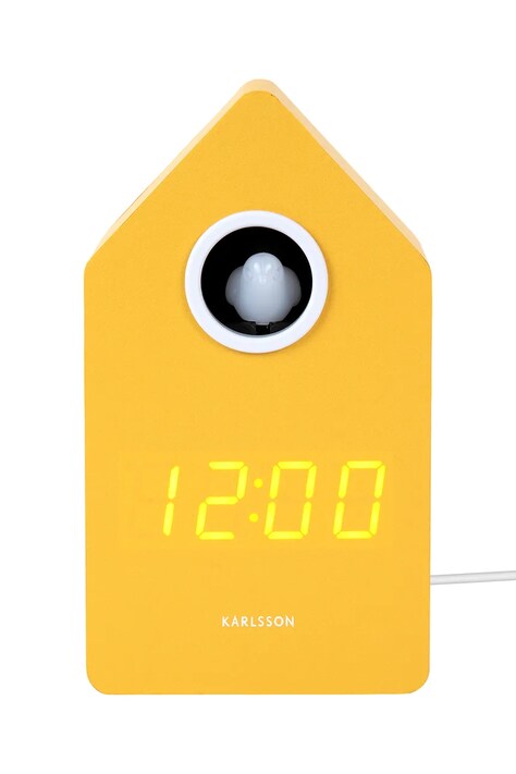 Karlsson budzik stołowy led z kukułką Cuckoo LED 16 cm kolor żółty