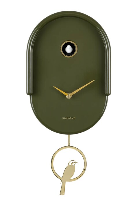 Karlsson zegar ścienny z kukułką Tweet 42 cm kolor zielony