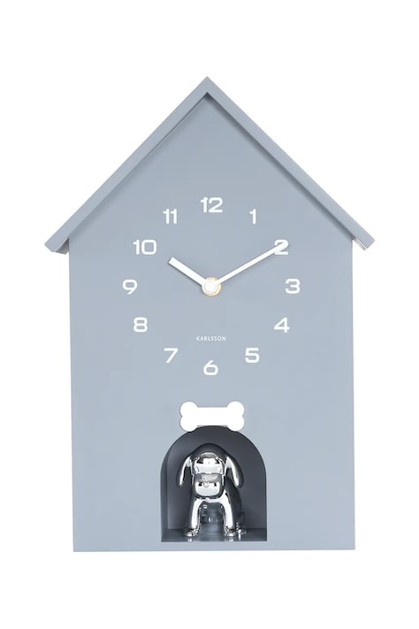 Karlsson zegar ścienny Dog House 36,5 cm kolor szary