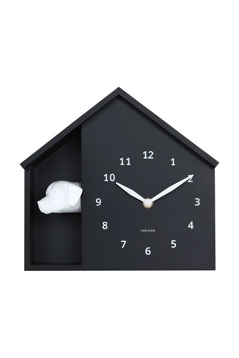 Karlsson zegar ścienny z dźwiękiem Peeking Doggy 29 x 26 cm kolor czarny