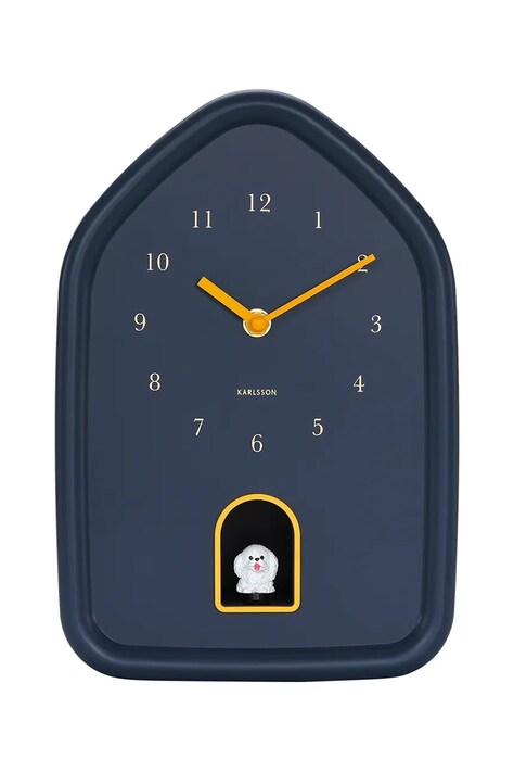 Karlsson zegar ścienny z dżwiękiem Modern Doggy 29 x 20 cm kolor granatowy