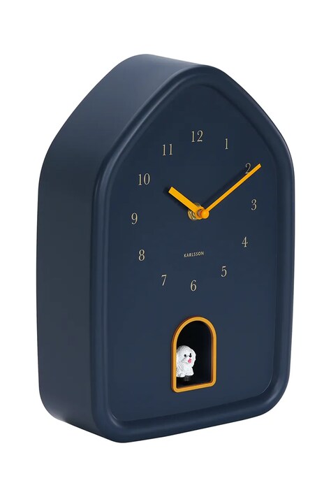 Karlsson zegar ścienny z dżwiękiem Modern Doggy 29 x 20 cm kolor granatowy