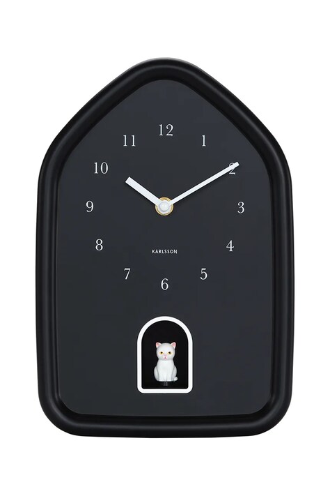 Karlsson zegar ścienny z dźwiękiem Modern Kitty 29 x 20 cm kolor czarny