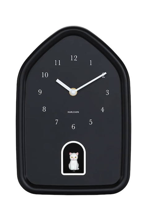 Karlsson zegar ścienny z dźwiękiem Modern Kitty 29 x 20 cm kolor czarny