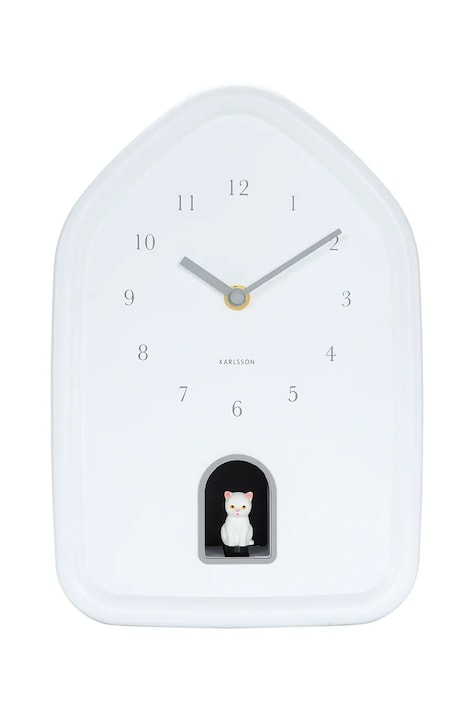 Karlsson zegar ścienny z dźwiękiem Modern Kitty 20 x 29 cm kolor biały