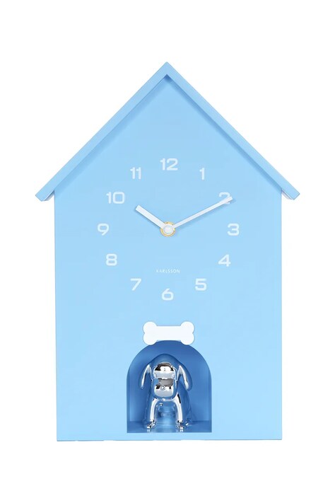 Karlsson zegar ścienny z dźwiękiem Dog House 36,5 x 26,5 cm kolor niebieski