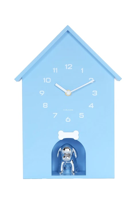 Karlsson zegar ścienny z dźwiękiem Dog House 36,5 x 26,5 cm kolor niebieski