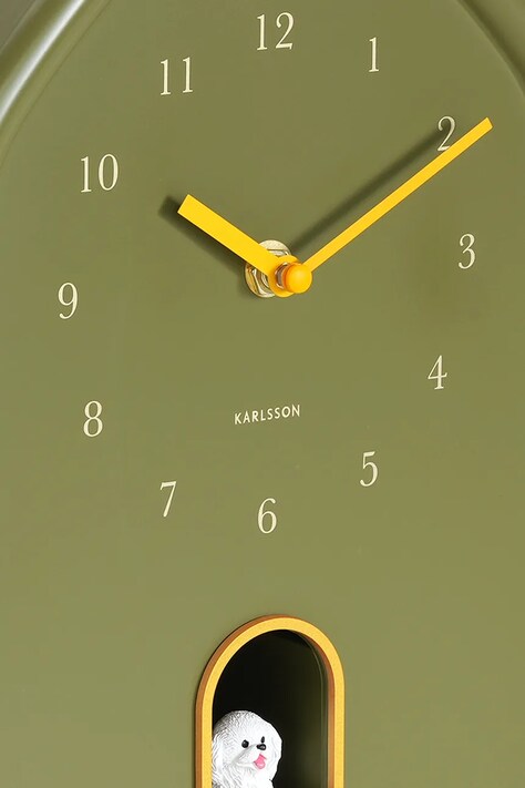 Karlsson zegar ścienny z dźwiękiem Modern Doggy 20 x 29 cm kolor zielony