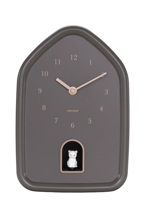 Karlsson zegar ścienny z dźwiękiem Modern Kitty 29 x 20 cm kolor fioletowy KA6100BR