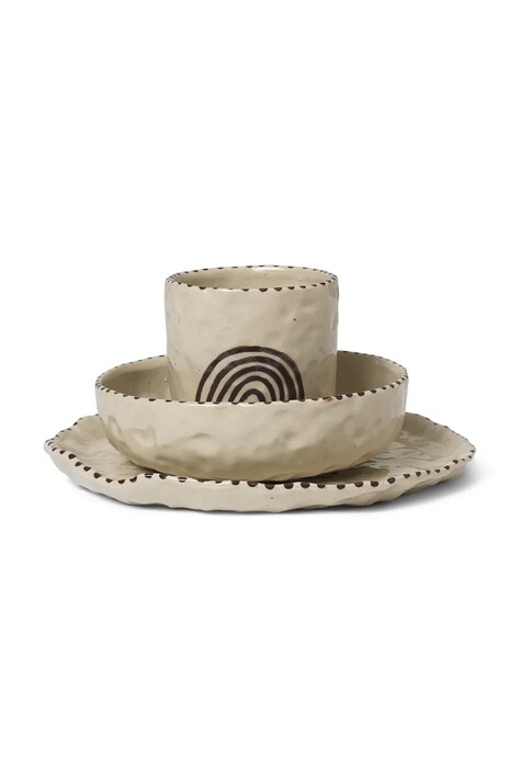 Дитячий набір для сніданку ferm LIVING Naive Ceramic Set 3-pack — AA00-ZSU03N, бежевий — фото 3