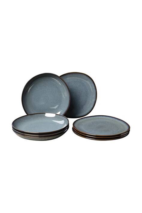 Villeroy & Boch zestaw obiadowy dla 4 os. Lave Gris 8-pack kolor niebieski