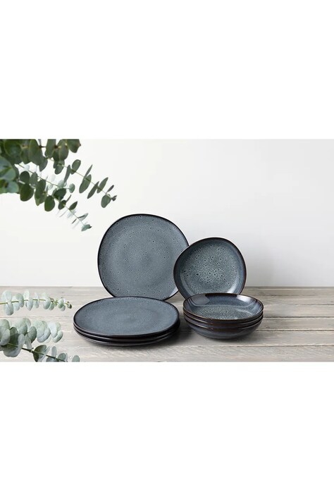 Villeroy & Boch zestaw obiadowy dla 4 os. Lave Gris 8-pack kolor niebieski