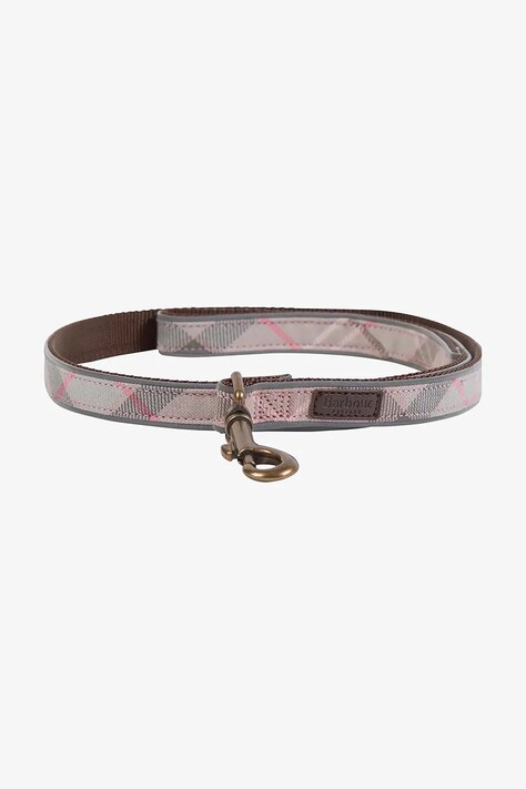 Barbour smycz dla psa Reflective Tartan Dog 100 cm kolor różowy