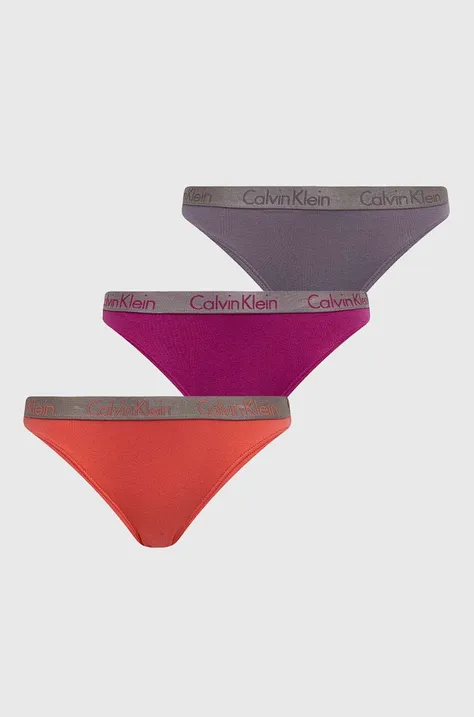 Nohavičky Calvin Klein Underwear 3-pak fialová farba
