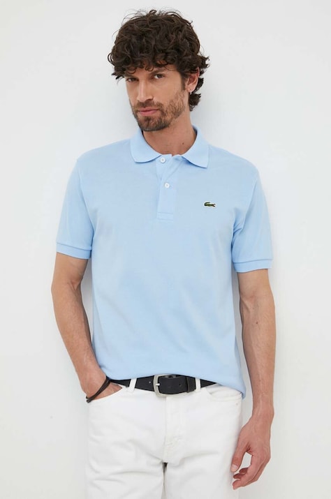 Lacoste polo bawełniane kolor niebieski