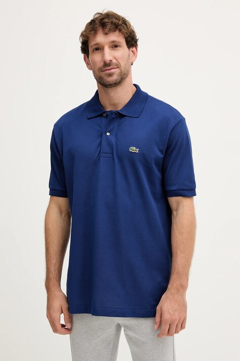 Lacoste polo de bumbac culoarea verde, neted