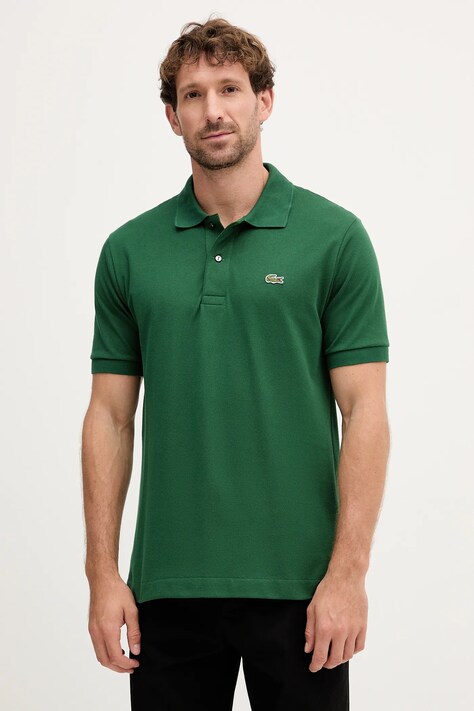 Хлопковое поло Lacoste цвет зелёный однотонный L1212-001