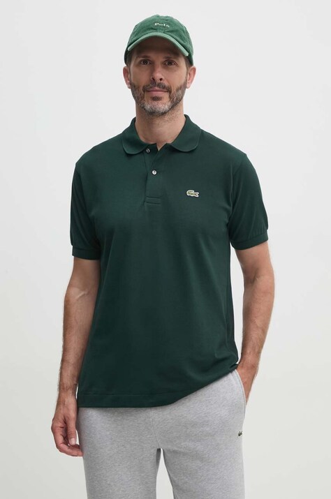 Бавовняне поло Lacoste колір зелений однотонний