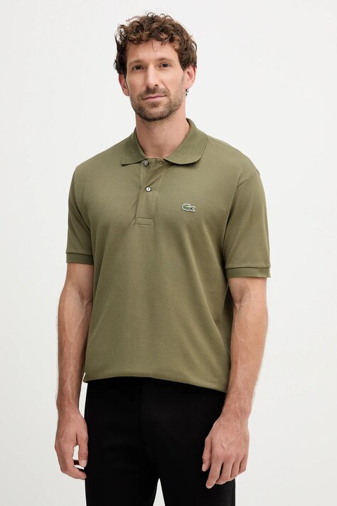Bavlněné polo tričko Lacoste zelená barva