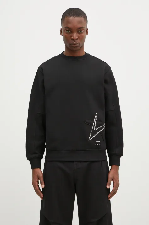 Ader Error cotton sweatshirt men's black color with an application BN01FWSW0103BK