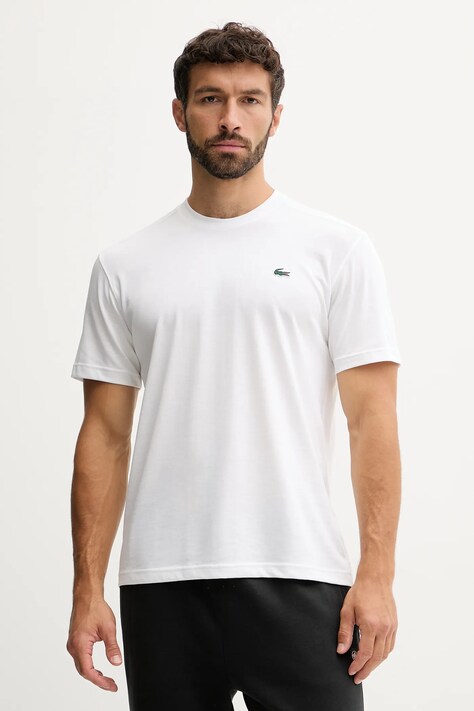 Lacoste tricou barbati, culoarea alb, neted