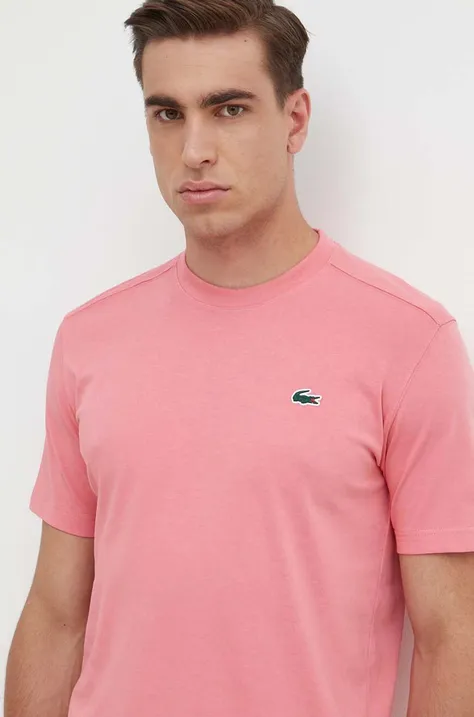 Футболка Lacoste мужская цвет розовый однотонная