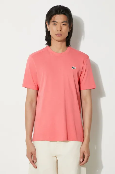 Majica kratkih rukava Lacoste za muškarce, boja: ružičasta, bez uzorka