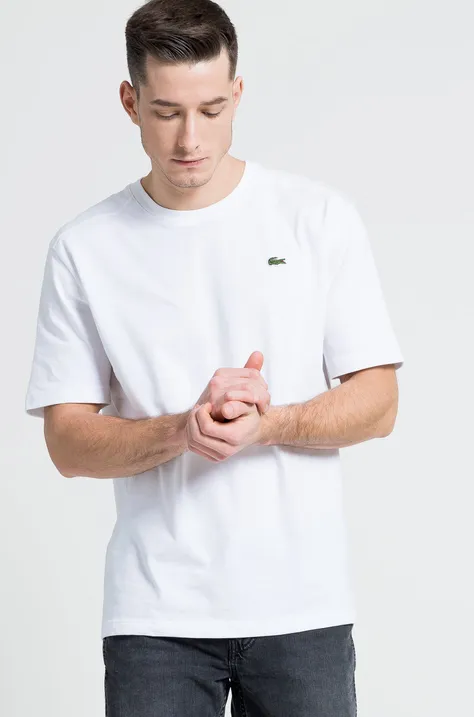 Lacoste t-shirt męski kolor biały gładki