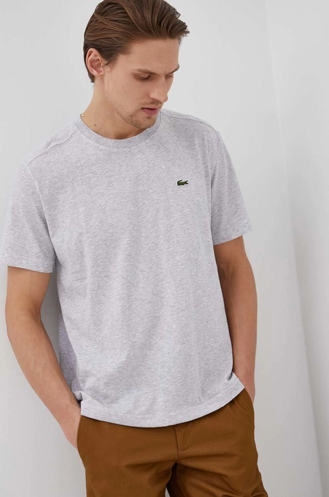 Lacoste t-shirt men’s gray color smooth