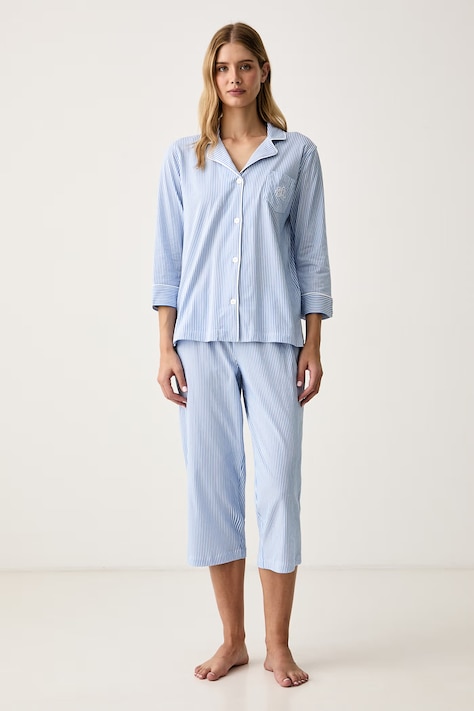 Lauren Ralph Lauren Pigiama a due parti da donna in cotone blu I819702