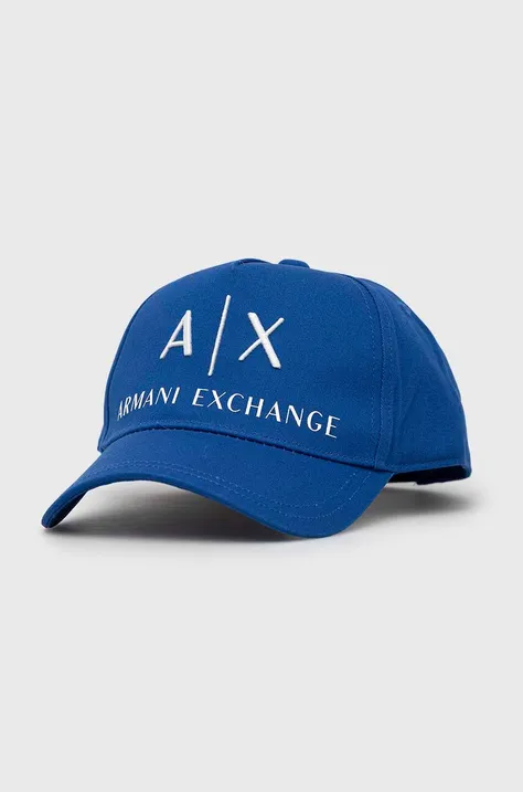 Bavlnená čiapka Armani Exchange čierna farba, s nášivkou