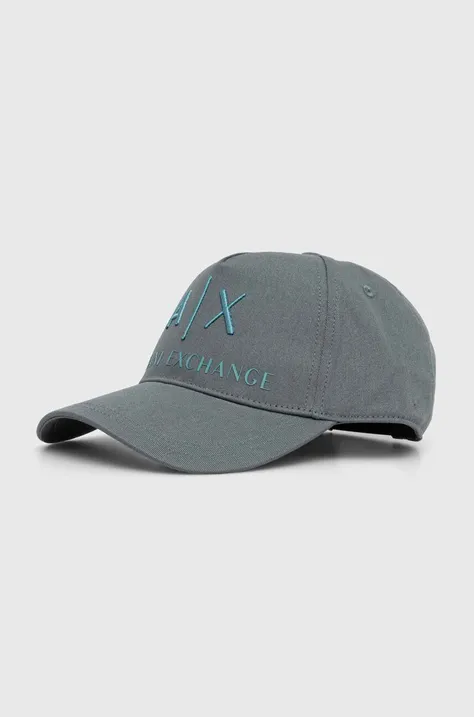 Бавовняна шапка Armani Exchange колір чорний з аплікацією