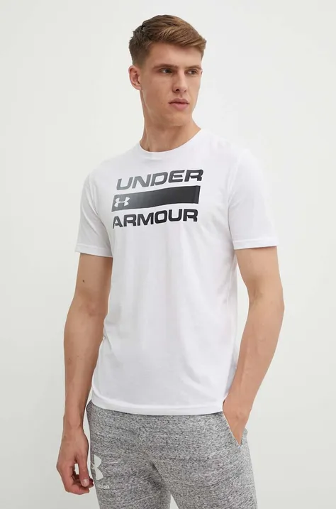 Majica kratkih rukava Under Armour za muškarce, boja: bijela, s tiskom, 1329582
