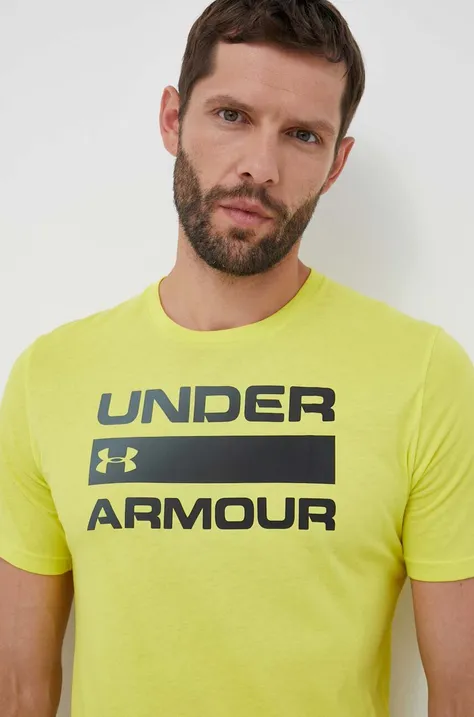 Tričko Under Armour pánske, žltá farba, s potlačou