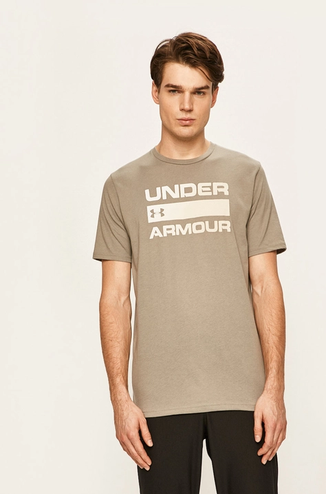 Under Armour tricou barbati, culoarea verde, cu imprimeu