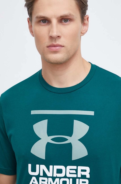 Under Armour tricou funcțional culoarea verde, cu imprimeu