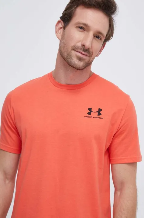 Under Armour tricou barbati, culoarea portocaliu, cu imprimeu, 1326799