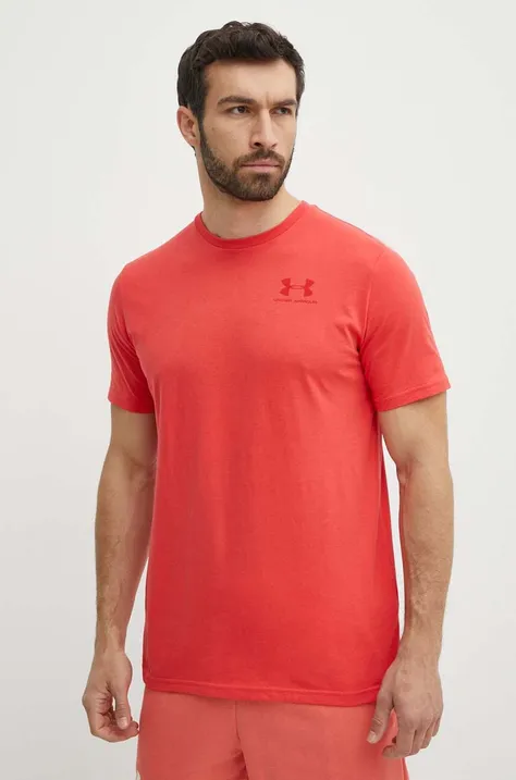 Majica kratkih rukava Under Armour za muškarce, boja: crvena, s tiskom, 1326799