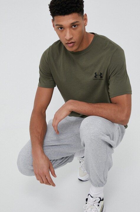 Under Armour tricou barbati, culoarea verde, cu imprimeu, 1326799